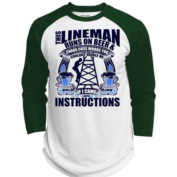 This Lineman Runs On Beer T Shirt, I Love Lineman T Shirt, Awesome T-Shirts  (Polyester Game Baseball Jersey)
