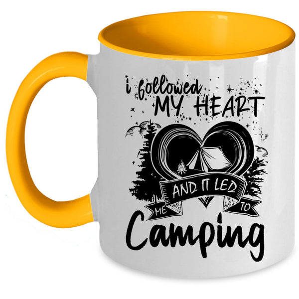 I Love Camping Coffee Mug, I Followed My Heart Accent Mug