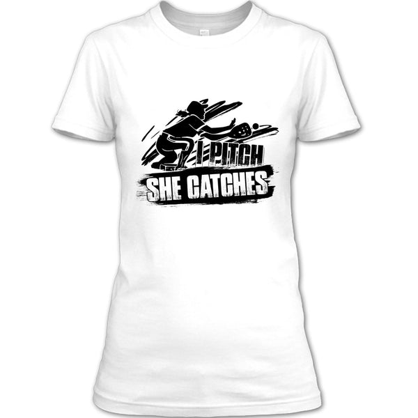 I Pitch She Catches T Shirt, Gift For Baseball Player T Shirt