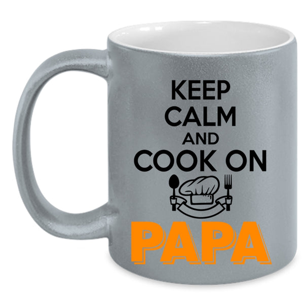 Papa Coffee Mug, Keep Calm And Cook On Accent Mug
