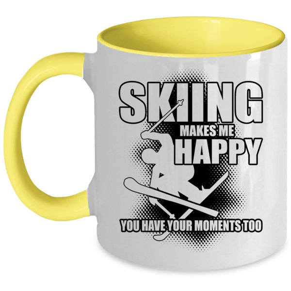 I Love Skiing Coffee Mug, Skiing Makes Me Happy Accent Mug