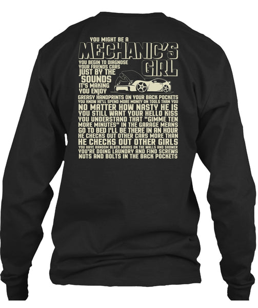You Might Be A Mechanic's Girl T Shirt, He Checks Out Other Girls T Shirt