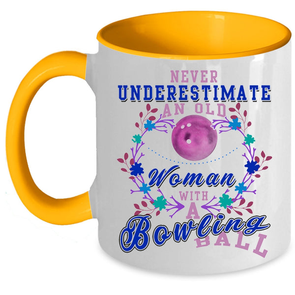 Cute Grandmas Coffee Mug, An Old Woman With A Bowling Ball Accent Mug