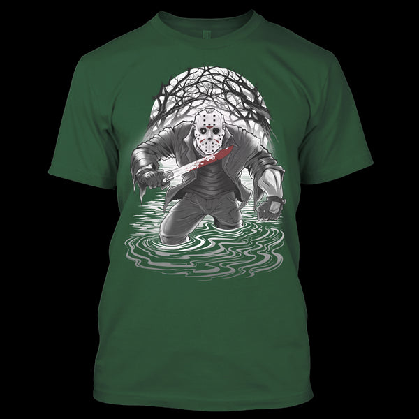 A black t-shirt with the shopify logo