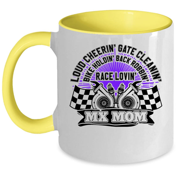 MX Mom Coffee Mug, Bike Holding Race Loving Accent Mug