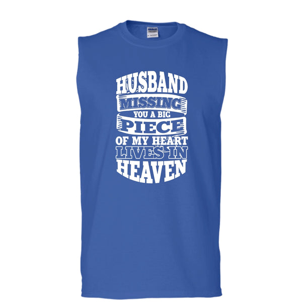 Husband Missing You T Shirt, A Piece Of My Heart T Shirt, Cool T Shirt (Men's Cotton Sleeveless)