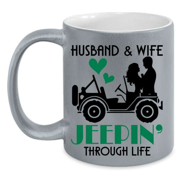 Jeeping Through Life Coffee Mug, Husband And Wife Accent Mug