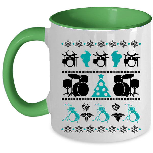 Ugly Christmas Coffee Mug, Cute Drummer Accent Mug