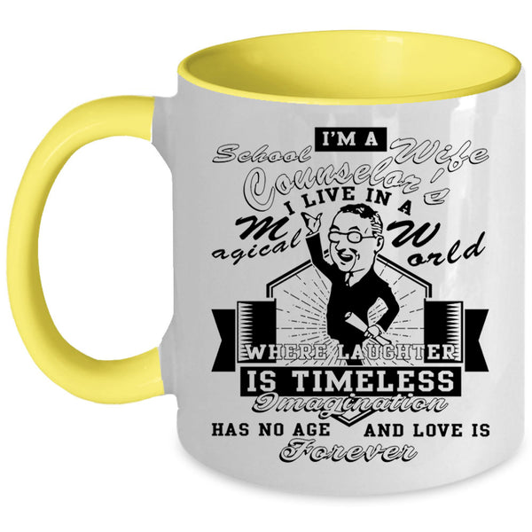 Cool Just Married Coffee Mug, I'm A School Counselor's Wife Accent Mug