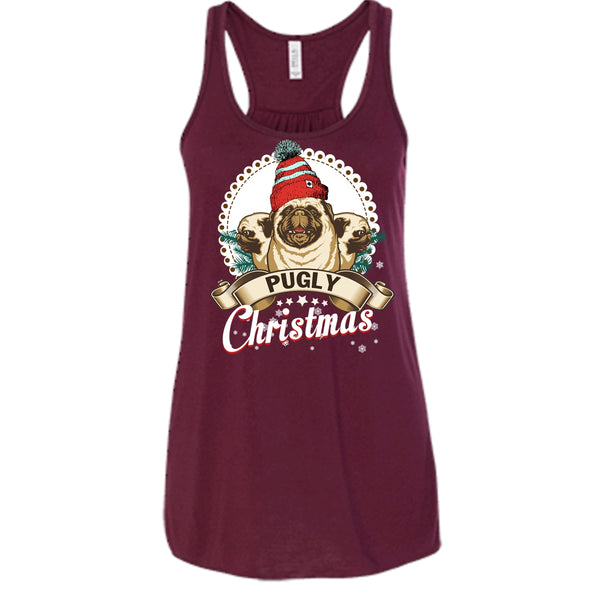 Pugly Christmas T Shirt, Coolest Pug Tank Top