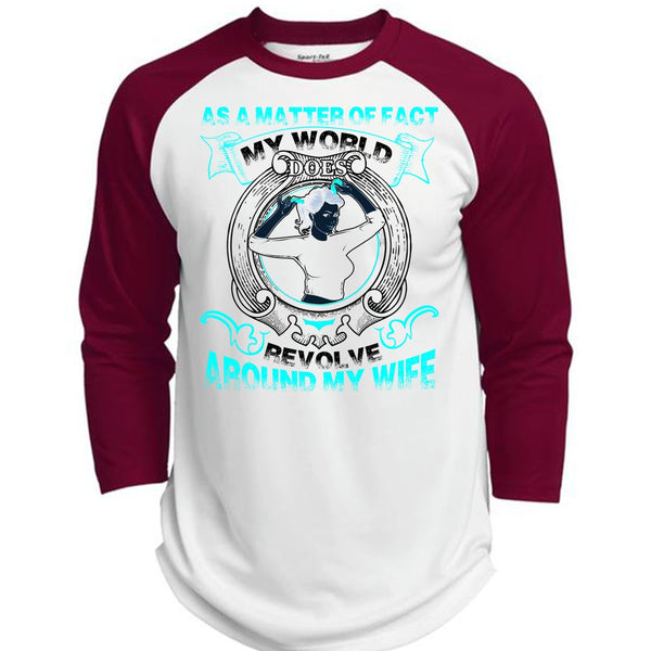 My World Does Revolve Around My Wife T Shirt, I Love Wife T Shirt, Awesome T-Shirts  (Polyester Game Baseball Jersey)