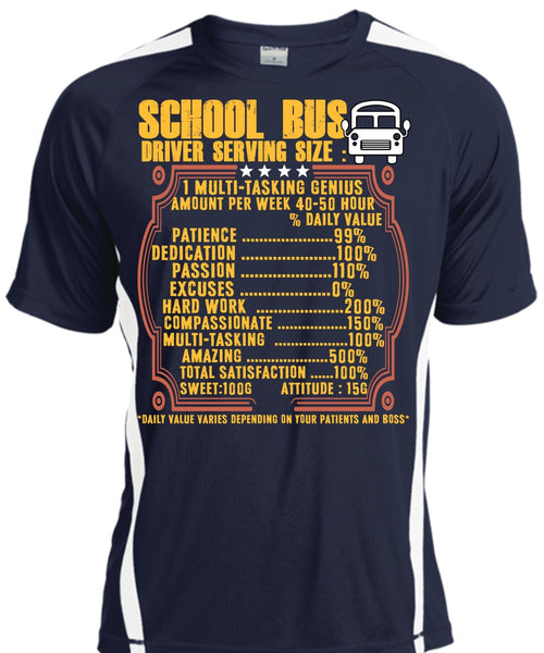 School Bus Driver Serving Size T Shirt, Being A Bus Driver T Shirt, Cool Shirt