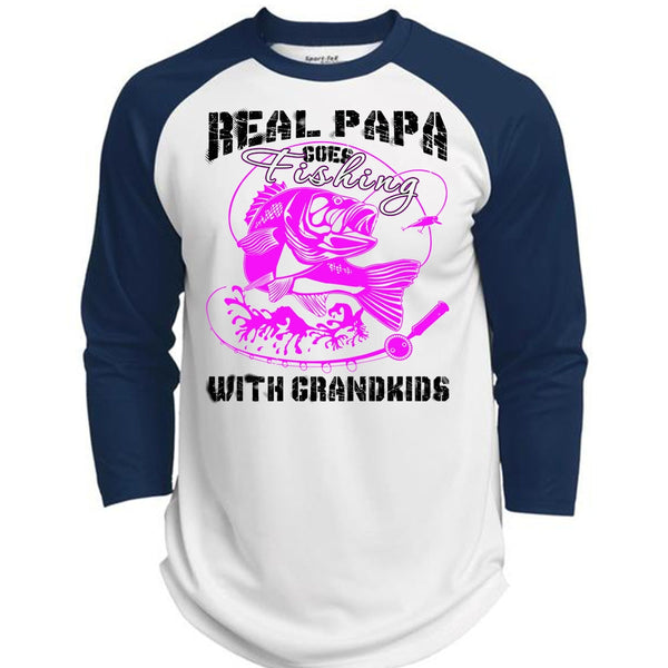 Real Papa Goes Fishing With Grandkids T Shirt, Being A Daddy T Shirt, Awesome T-Shirts  (Polyester Game Baseball Jersey)