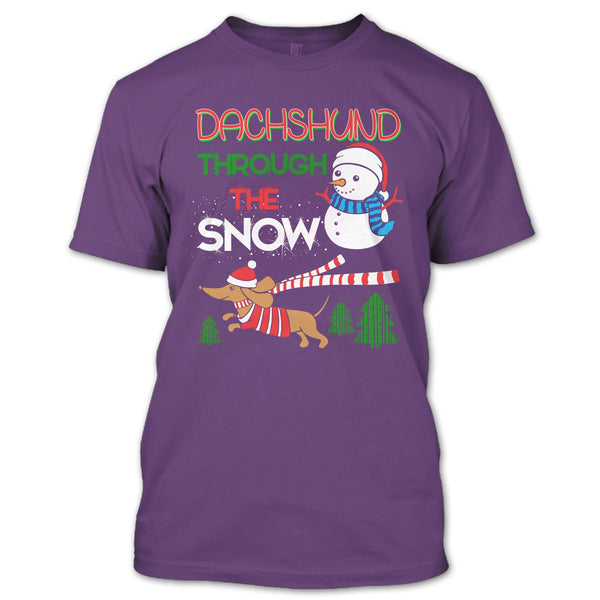 Dachshund Through The Snow T Shirt, Coolest Merry Christmas T Shirt