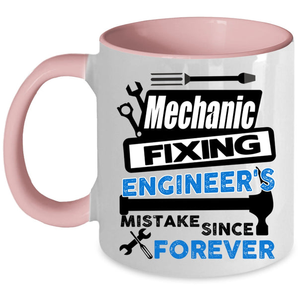 Cute Mechanic Coffee Mug, Mechanic Fixing Engineer's Mistake Accent Mug