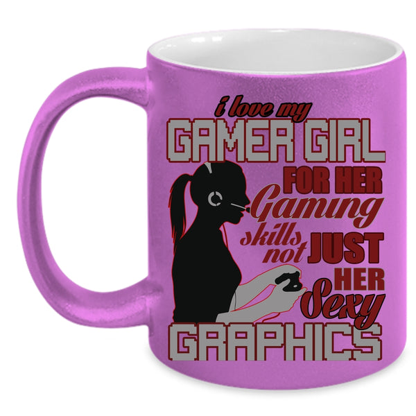 I Love My Gamer Girl Coffee Mug, Cool Gaming Coffee Cup