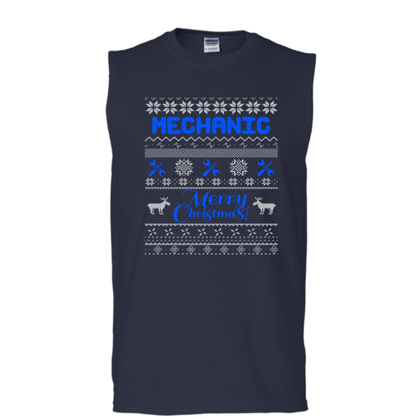 Mechanic Merry Christmas T Shirt, Coolest Mechanic T Shirt, Cool T Shirt (Men's Cotton Sleeveless)
