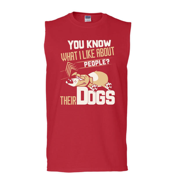You Know what I Like About People T Shirt, Their Dogs T Shirt, Cool T Shirt (Men's Cotton Sleeveless)