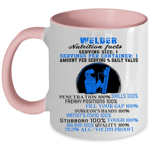 Funny Welding Coffee Mug, Welder Mutrition Facts Accent Mug