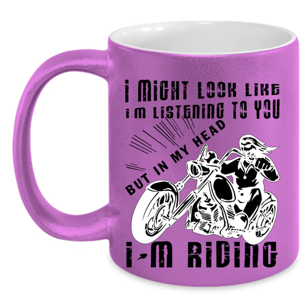 Cool Gift For Biker Coffee Mug, In My Head I'm Riding Accent Mug