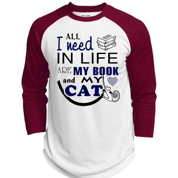 All I Need In Life Are My Book And My Cat T Shirt, I Love Cat T Shirt, Cool Pets T Shirt  (Polyester Game Baseball Jersey)
