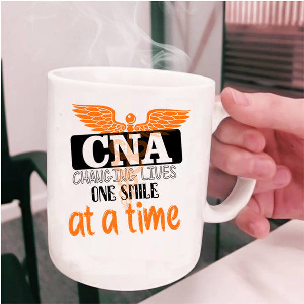Cool Nurses Coffee Mug, CNA Changing Lives One Smile At A Time Cup