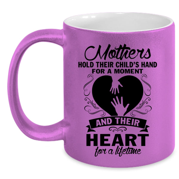 Mom And Kids Coffee Mug, Mothers Hold Their Child's Heart Accent Mug