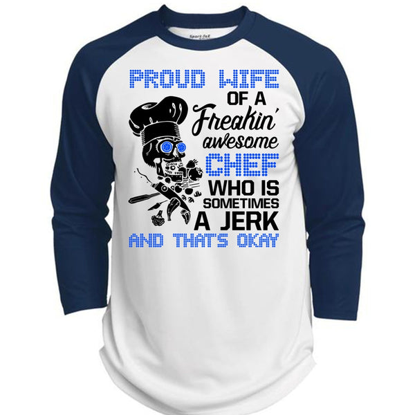 Proud Wife Of A Freaking Awesome Chef T Shirt, I Love Cooking T Shirt, Awesome T-Shirts  (Polyester Game Baseball Jersey)