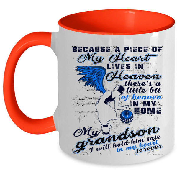 My Grandson Coffee Mug, A Piece Of My Heart Lives In Heaven Accent Mug