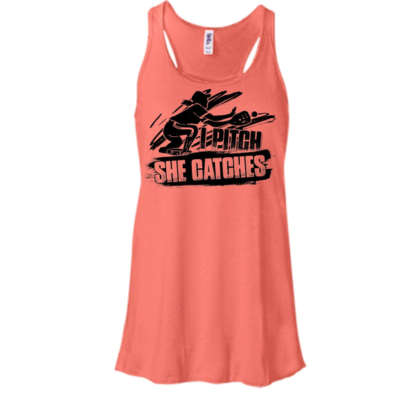 I Pitch She Catches T Shirt, Gift For Baseball Player Tank Top