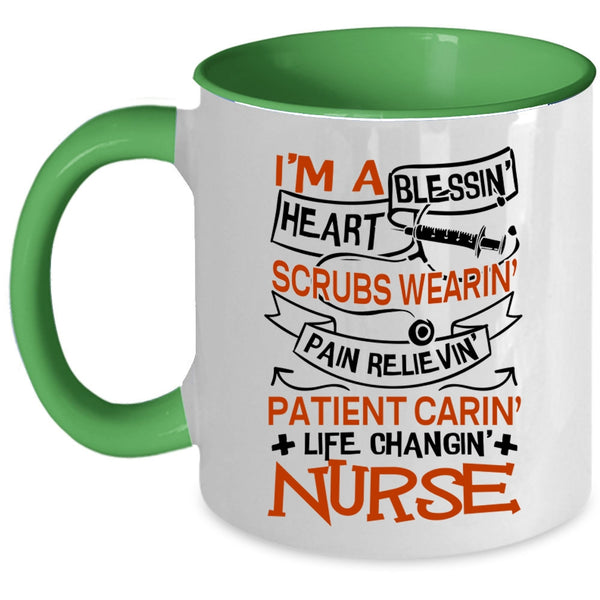 Blessing Heart Scrubs Wearing Coffee Mug, I'm A Nurse Accent Mug