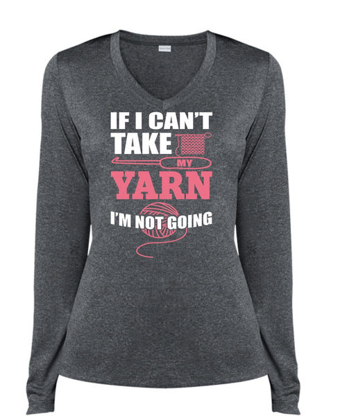 I Can't Take My Yard T Shirt, I'm Not Going T Shirt, Cool Shirt (Ladies LS Heather V-Neck)