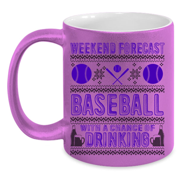 Chance Of Drinking Coffee Mug, Weekend Forecast Baseball Accent Mug