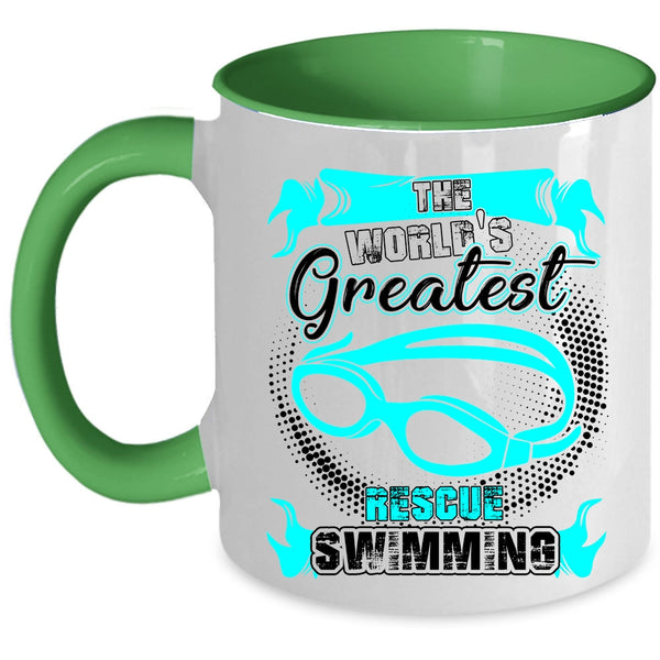 Funny Swimming Coffee Mug, The World's Greatest Rescue Swimming Accent Mug