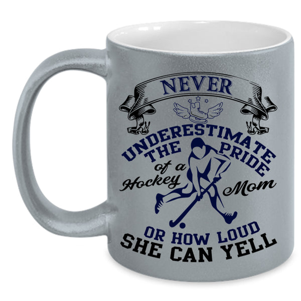 Gift For Mom Coffee Mug, The Pride Of A Hockey Mom Accent Mug