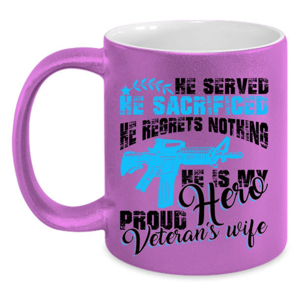 Cool Just Married Coffee Mug, Proud Veteran's Wife Accent Mug