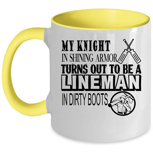 Awesome Linemen Coffee Mug, To Be A Lineman In Dirty Boots Accent Mug