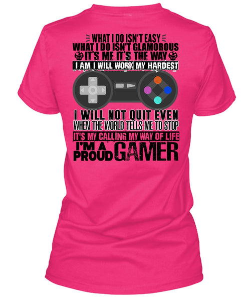 I'm A Proud Gamer T Shirt, Work My Hardest T Shirt, Cool Shirt (Ladies LS Heather V-Neck)