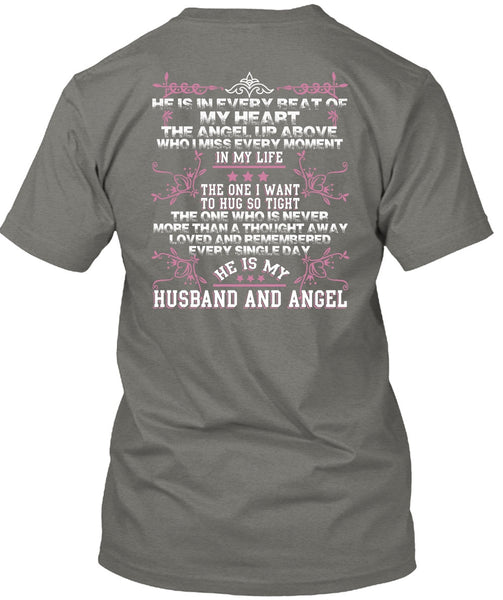 He Is My Husband And Angel T Shirt, Loved And Remembered T Shirt
