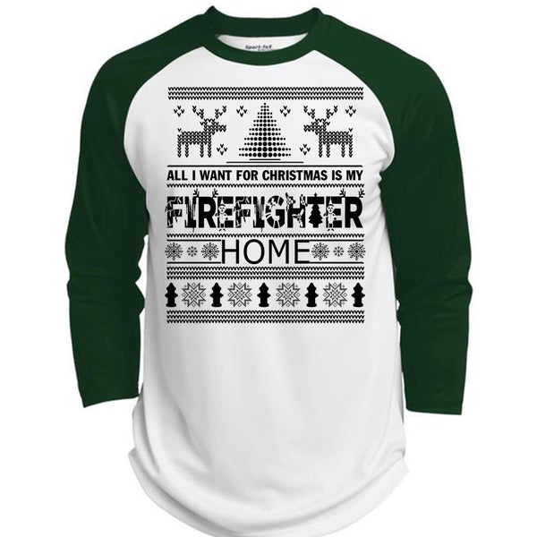 I Want For Christmas Is My Firefighter Home T Shirt, Being A Firefighter T Shirt, Awesome T-Shirts  (Polyester Game Baseball Jersey)
