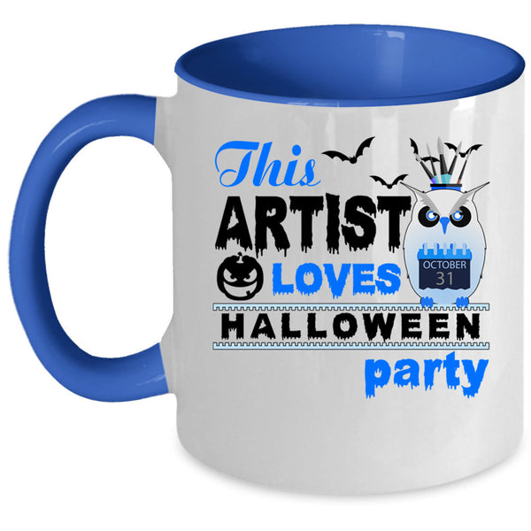 Cool Owl Coffee Mug, This Artist Loves Halloween Party Accent Mug