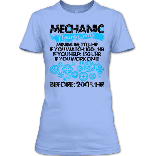 Mechanic Hourly Rate T Shirt, Coolest Mechanic T Shirt