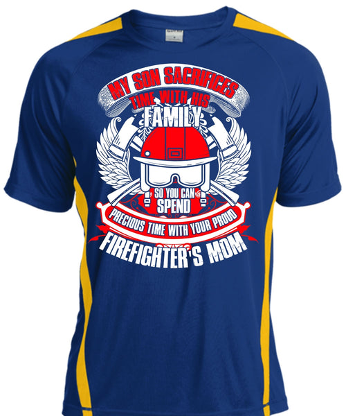 My Son Sacrifices Time T Shirt, Firefighter's Mom T Shirt, Cool Shirt