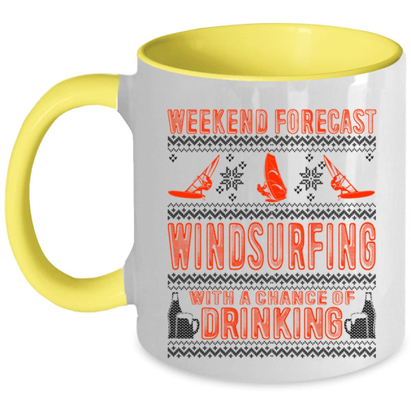Chance Of Drinking Coffee Mug, Weekend Forecast Windsurfing Accent Mug