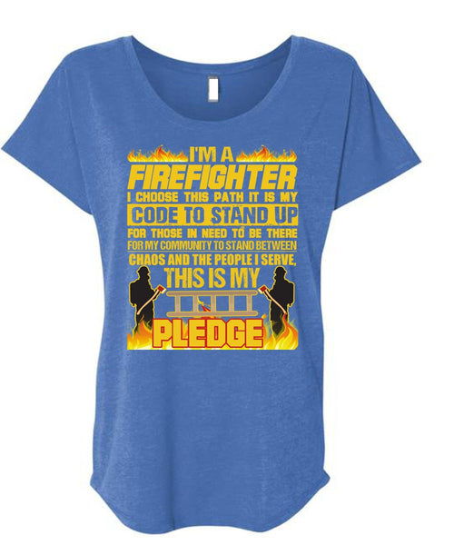 I'm A Firefighter T Shirt, Code To Stand Up T Shirt, Cool Shirt (Ladies' Triblend Dolman Sleeve)