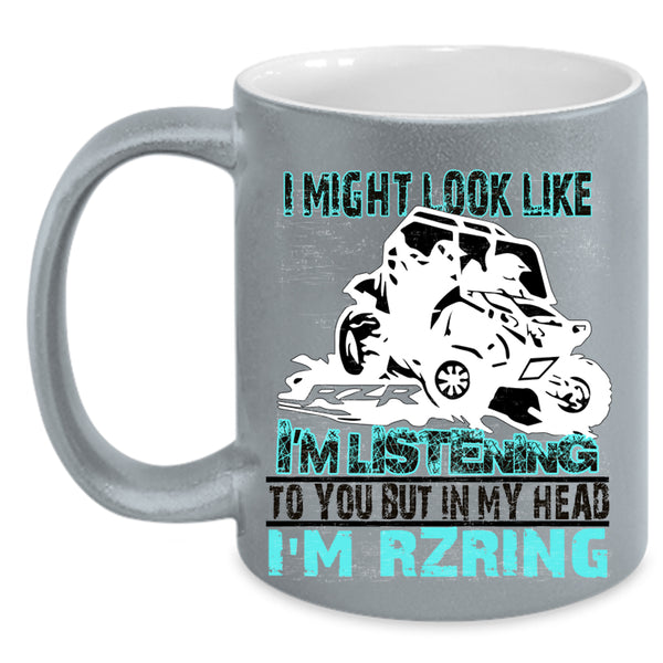 Cool Dirty Track Racing Coffee Mug, In My Head I'm Rzring Accent Mug