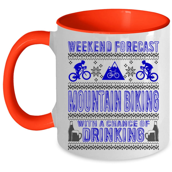Outdoor Coffee Mug, Weekend Forecast Mountain Biking Accent Mug