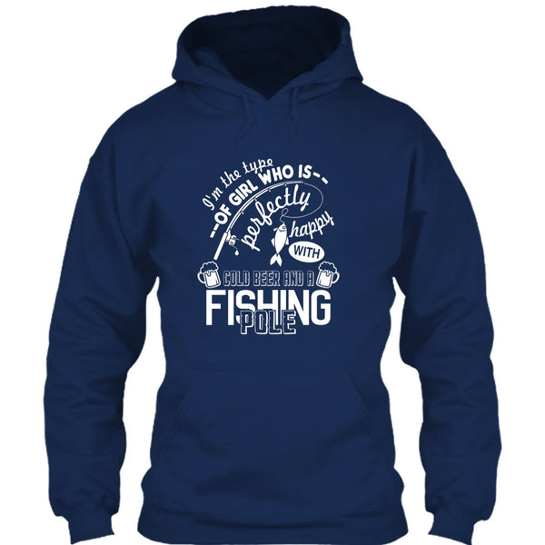 Pretty Happy With Cool Beer T Shirt, A Fishing Pole T Shirt