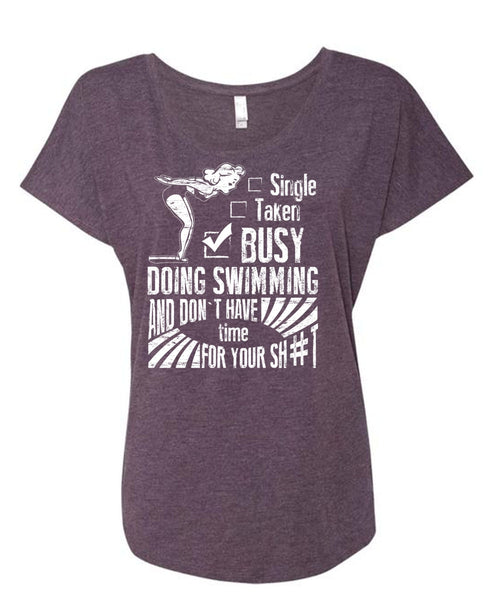 Busy Doing Swimming T Shirt, Being A Swimmer T Shirt, Cool Shirt (Ladies' Triblend Dolman Sleeve)