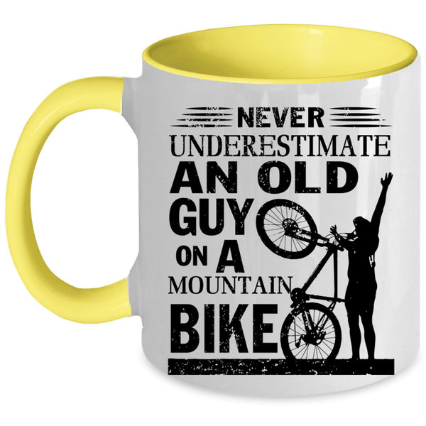 Bike Grandpas Coffee Mug, An Old Guy On A Mountain Bike Accent Mug